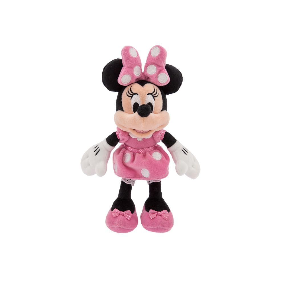 Disney Store Official Mini Bean Bag Plushies – Minnie Mouse – Pink Dress - Cute Stuffed Animal with Detailed Sculpting, Embroidered Features, Bean Bag Bottom Plush Toys for Kids