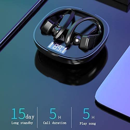 GeRRiT Auricolari wireless - Bluetooth Vero auricolari wireless - TWS Cuffie sportive for il rumore allenamento che cancella gli auricolari resistenti al sudore con microfono for correre, palestra