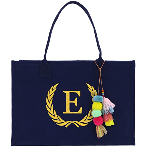 Bolsa Tote de algodón personalizada para mujer azul marino miniatura 2