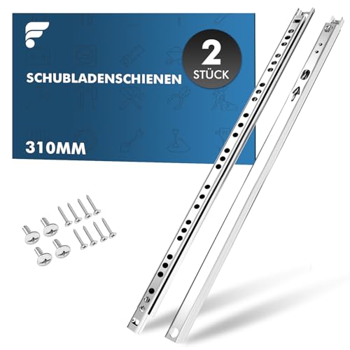 shinfly Schubladenauszug, 310mm Teilauszug-Schubladenschienen 2er-Set (1 Paar), Kugelgelagert für 17mm Nut,Auszugsschienen, Schubladenauszüge, Laufruhig & Belastbar, inkl. Montagematerial