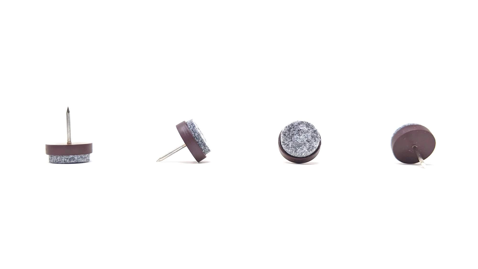 Felt Furniture Pads, Floor Protectors for Furniture Feet (17mm, Brown, Pack of 100, Please See The Second Photo for Dimensions, 1.5mm Drill bit Included) by Keay Vital Parts - Made in Germany