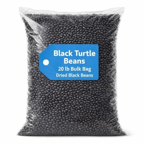 Black Turtle Beans, 20 lb Bulk Bag, Dried Black Beans for Cooking and Meal Prep
