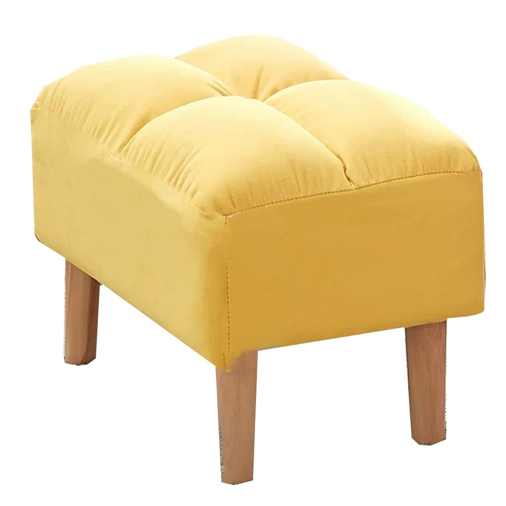 Repose-pieds en bois et lin jaune pour une assise stable et confortable