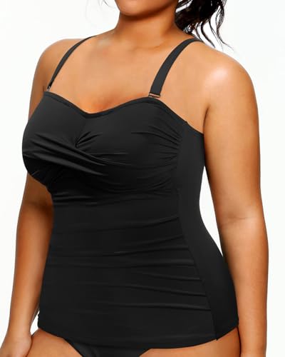 Aqua Eve Plus Size Tankini Top Only Bandeau Swim Top Strapless Swimsuit Top Twist Front Bathing Suit Top No Bottom4
