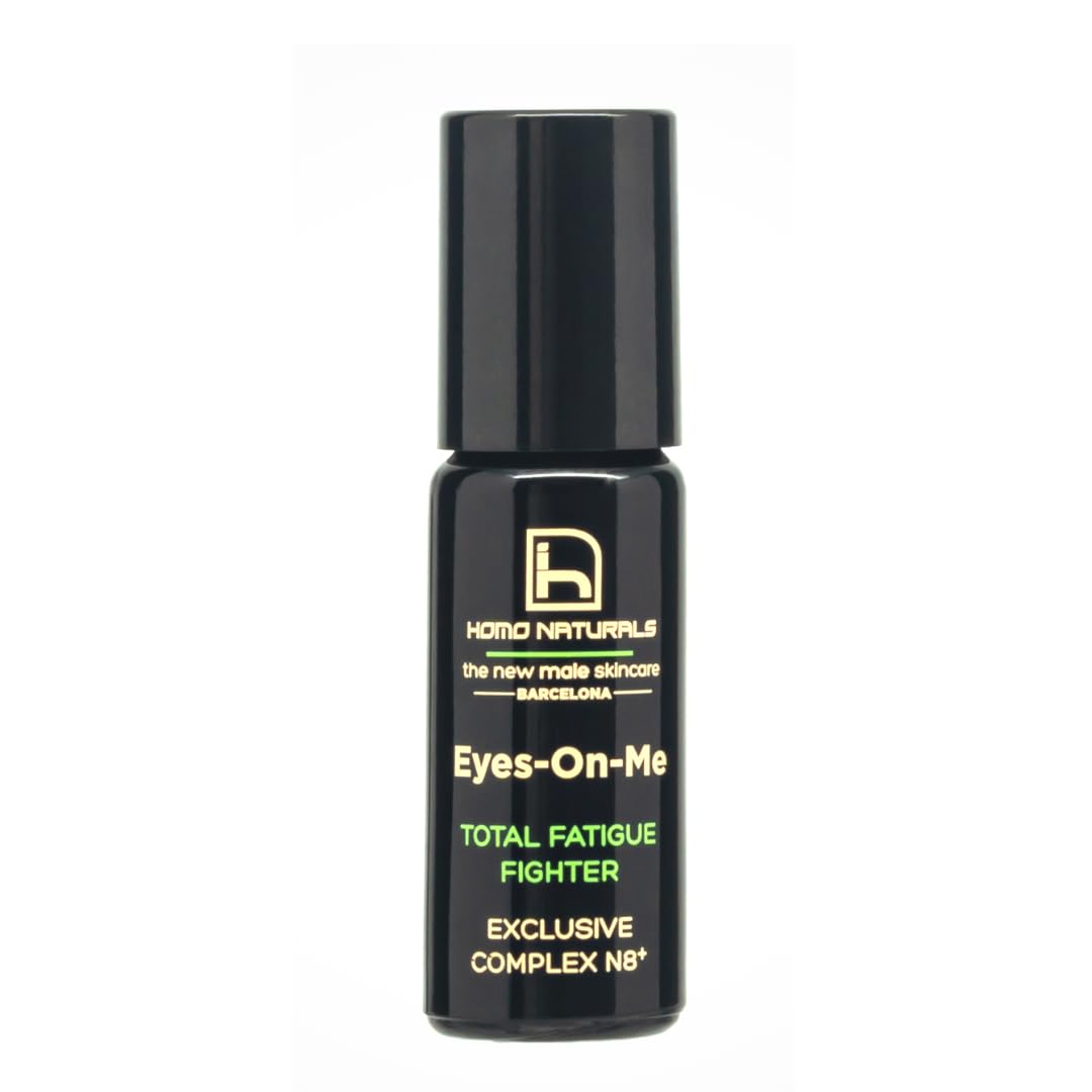 Homo Naturals Contorno de Ojos Hombre Roll on con maquillaje - Antiojeras Hombre con Ácido Hialurónico, Cafeína y Efecto frío - Anti Ojeras, Bolsas y Arrugas - 10 ml