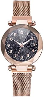 Women Watch - Women's Analogue Quartz Wrist Watch Starry Sky Convex Glass Quartz Mesh With Magnetic Buckle Ladies Watch (Rose Gold)