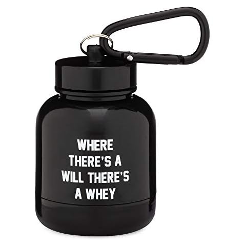 OnMyWhey - Protein Powder & Supplement Funnel Keychain, Portable To-Go Container for The Gym, Workouts, Fitness, & Travel - TSA Approved, Where There's A Will There's A Whey Cover
