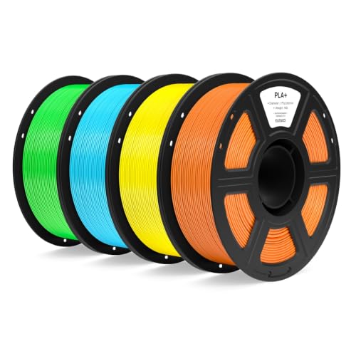 Image of ELEGOO PLA+ Filament 1.75mm Bundle, High Toughness PLA Plus 3D Printer Filament Dimensional Accuracy + /- 0.02mm, 4pcs 1kg Spool(2.2lbs) Fits for Most FDM 3D Printes Orange /Yellow /Neon Green /Sky Blue