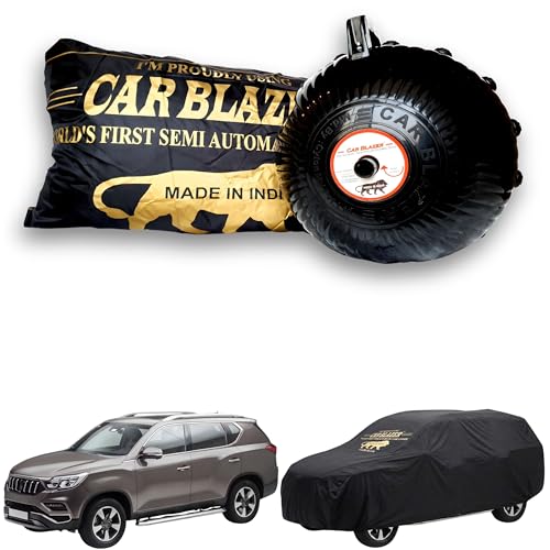 Image of CARBLAZER Portable & Semi-Automatic Full Body Car Cover: Heavy Duty Device | Anti-Theft | Dust & Scratch Proof | Water Resistant | Custom Fit | UV & Heat Protection Compatible for Mahindra Alturas G4