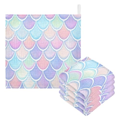 JUMBEAR Hermosos paños coloridos de muselina con escamas de sirena para bebé, paquete de 3, toallas de bebé, paños de lavado súper suaves y absorbentes para recién nacidos, bebés y niños pequeños