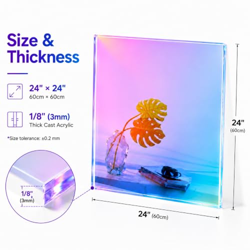 Image of 2Pack 24X24 Large Iridescent Acrylic Sheets for DIY Art Projects, Crafting Projects, Display Project, Signs, Painting,23.8x23.8 (2.8mm Thick)