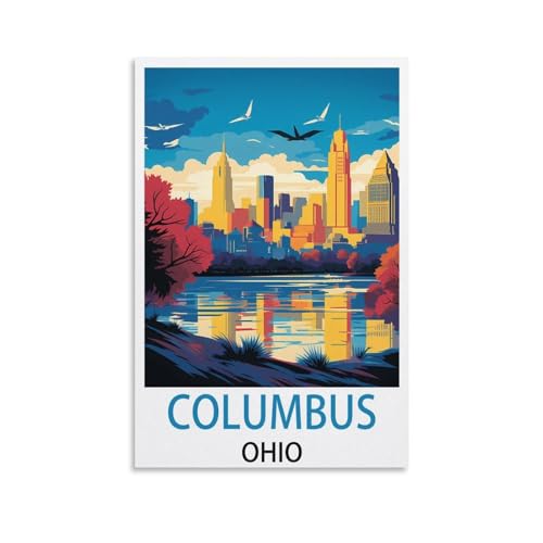 Poster de voyage vintage Columbus Ohio grand format 50x75 pour décoration murale salon