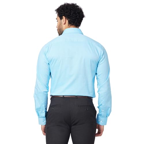Image of Raymond Men Pure Cotton Slim Fit Structure Pattern Semi Cut Away Collar Formal Shirt