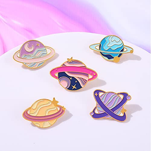 Cartoon Planet Enamel Pins Set, Mysterious Star Moon Universe Enamel Brooch Pins Badges For Backpacks Jackets Colorful Earth Mercury Saturn Space Badge Pins For Women Men #TOP2