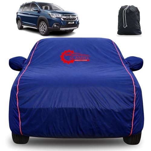 Image of 100% Waterproof Car Cover for Maruti Suzuki XL6 2019-2026 | All-Weather, Dustproof & UV Protection | Heavy-Duty 3-Layer Fabric | Custom Fit with Mirror & Antenna Pocket | Navy Blue