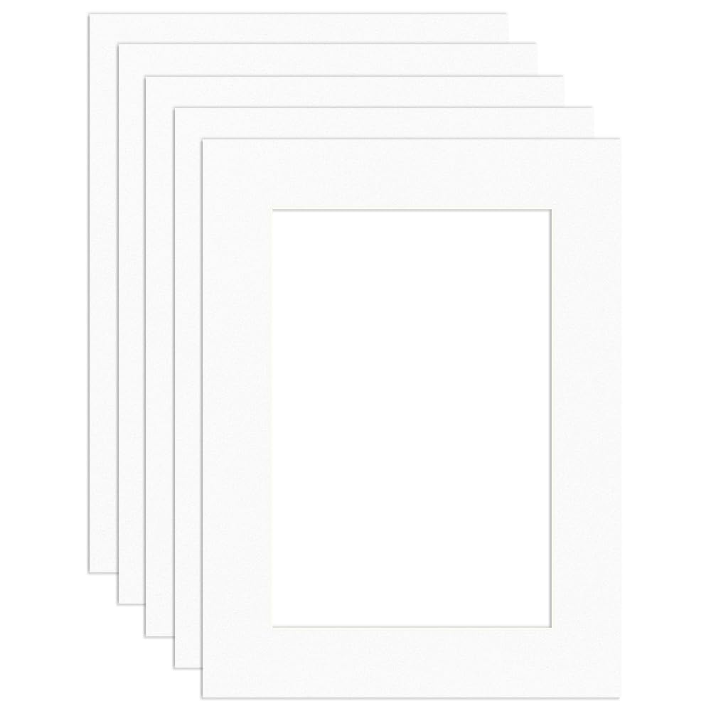 Procut Global 16x12" White Picture Mounts Board to Fit 12x8" Aperture Size - Photo Mount Card Ideal for Prints, Artwork, Crafts & Certificates - Sizes & Colors Available - Pack of 5