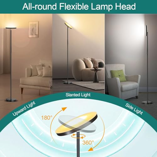 floor lamp upgraded 40w 4000lm super bright torchiere led floor lamps for living room stepless dimmable color temperature 2700k-6500k with remote amp touch control standing light for bedroom office