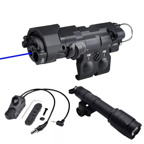 Nylon ML C1+ Box Laser Sight Indicator(with IR+Red/Green/Blue Laser+IR Fill Light+LED Light),& M600C Strong Flashlight & AX Modular Dual Remote Pressure Switch(SF+2.5 Plug) Combo,Black