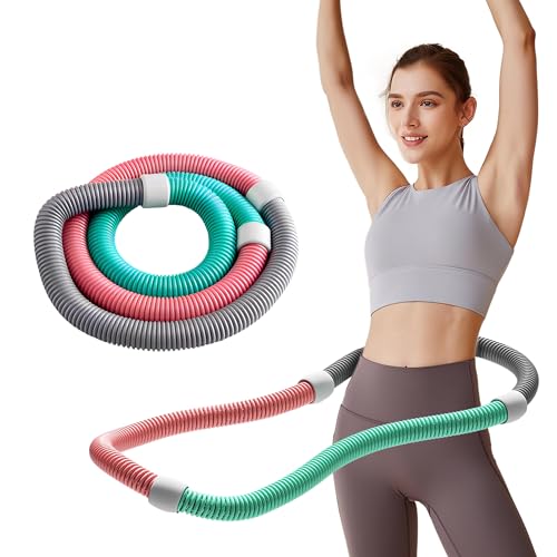 Weighted Soft Spring Hula Hoop for Adults, 3.3lb Foldable for Home and Travel, Portable Slimming Fitness Hoop for Weight Loss, Waist-Friendly Design, Upgraded Closed Silent Version