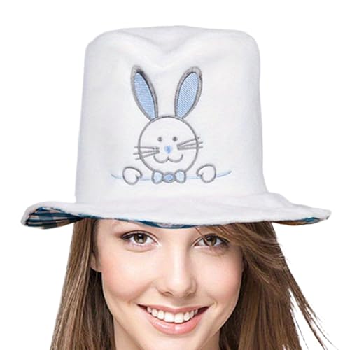 Uhngw Chapéu de copa de coelho de Páscoa, chapéu de copa de coelho, chapéu de festa de veludo de Páscoa chapéu de copa de coelho, gorro divertido para disfarce, fantasia de coelho,