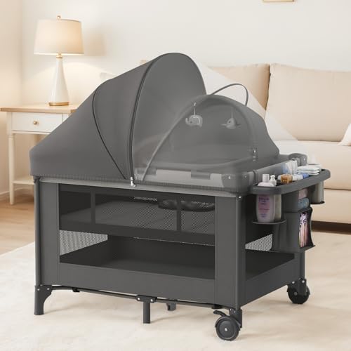 Obee Odee 4-in-1 Baby Bassinet with Playard, Napper Bassinet, Changing Table, Mosquito Net & Canopy,...