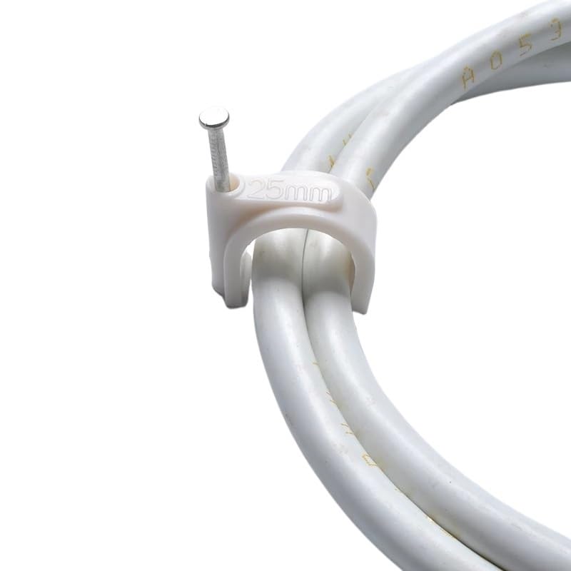 100Pcs 4mm White Round Steel Nail Cable Wire Wall Hanging Screw Clips Cable Clips