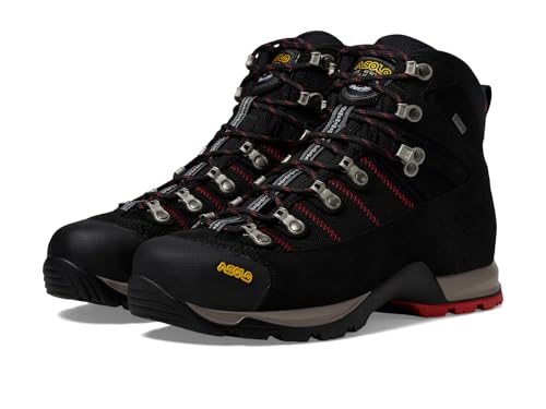 ASOLO FUGITIVE GTX   Botas de senderismo para hombre, resistentes al agua, transpirables, de nailon y gamuza, con puntera de goma, Negro/Rojo, 45 EU
