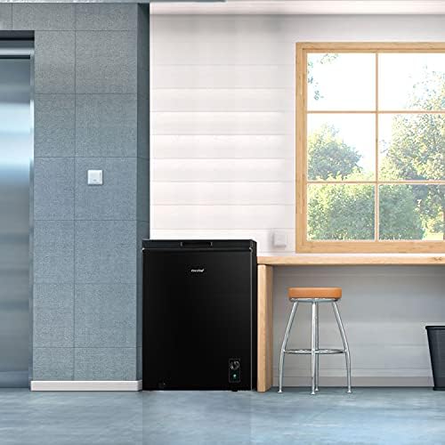 COMFEE' RCC143BL1(E) 142L Freestanding Black Chest Freezer with Adjustable Thermostats, 4 Star Freezer Rating, Suitable for Outbuildings, Garages and Sheds