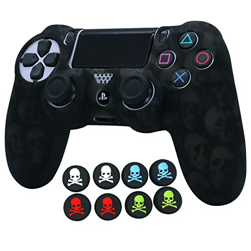 PS4 Controller Silicone Cover RALAN,Skull Silicone Gel Controller Skins Protector Compatible for PS4 Controller (Skull Thumb Grip x 8 ). …
