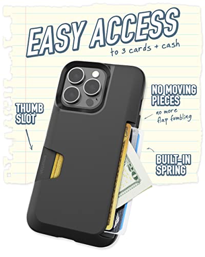 Image of Smartish iPhone 13 Pro Wallet Case - Wallet Slayer Vol. 1 [Slim + Protective] Credit Card Holder - Drop Tested Hidden Credit Card Slot Cover for Apple iPhone 13 Pro - Black Tie Affair