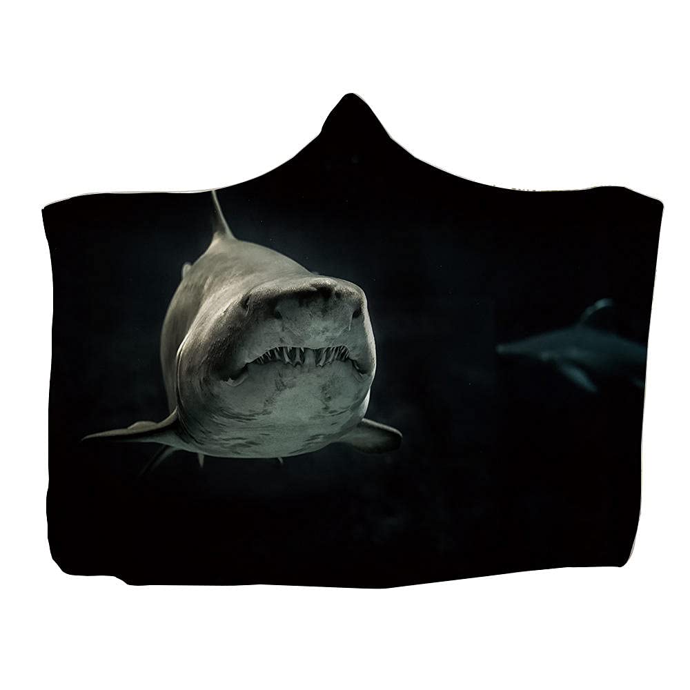 Manta Con Capucha Sofa Manta Blanket Hoodie Shark Series Marine Patrón Impreso Con Capucha Manta Con Capucha Muebles Para El Hogar Con Capucha Con Capucha Manta Perezosa Flannel Cloak Manta Personaliz