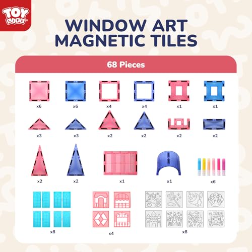 TOY Life 68-Piece Princess Castle Magnetic Tile Art Set, Ages 6+ - image 4