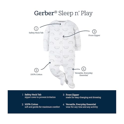 Image of Gerber Baby Boys' 4 Pack Sleep 'N Play Footie