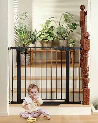 Image of Cumbor 29.7"-40.6" Baby Gate for Stairs, Mom's Choice Awards Winner-Dog Gate for Doorways, Pressure Mounted Self Closing Pet Gates for Dogs Indoor, Durable Safety Child Gate with Easy Walk Thru Door