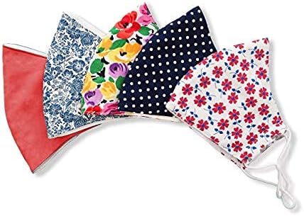 HOPE LOVE SHINE Face Mask Adjustable Filter Pocket Reusable Breathable Washable Cloth Mask Face Masks for Women Men - 5 Pack
