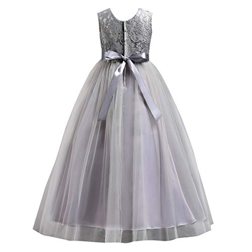 Flower Girls Sleeveless Wedding Party Dress Vintage Princess Birthday Tulle Lace A-Line Evening Dance Ball Gown3