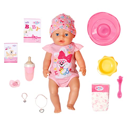 BABY born Magic Girl 43cm con Chupete Mágico - Muñeca con Funciones Realistas - Suave al Tacto, Articulaciones Móviles - Come, Duerme, Llora y USA la Bacinica - 11 Accesorios - Rosa - 836491