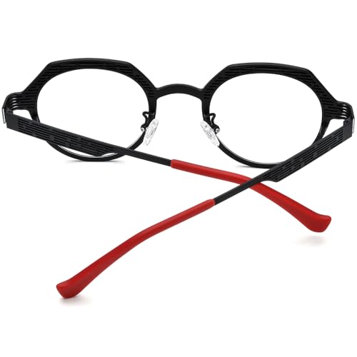 Image of FONEX Colorful Pure Titanium Glasses Frame Women Retro Round Eyeglasses