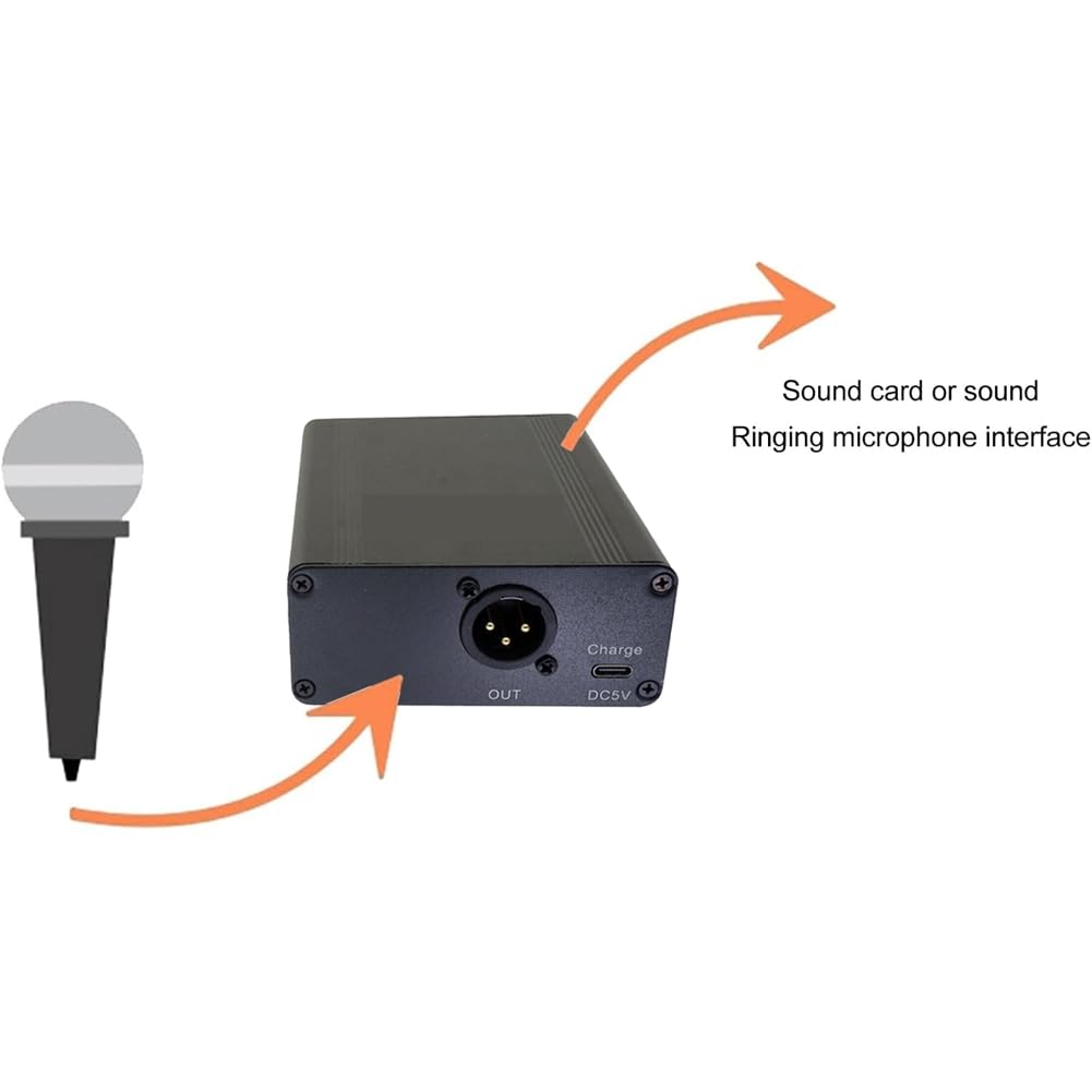 Alimentación Phantom de 48 V, Portátil y Recargable para Exteriores, Ideal para Cualquier Equipo de Grabación con Micrófono de Condensador.