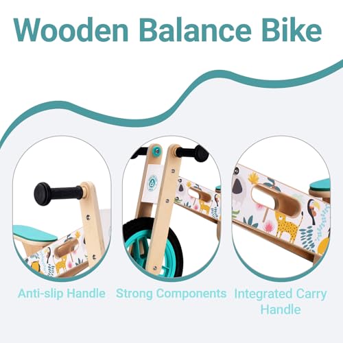 Image of Wooden Toddler Balance Bike, Kids Balance Bike for 3 Year Old with Adjustable Seat, No Pedal Toddler Bicycle for Kids 3-5 for Boys and Girls Birthday Gifts Toys