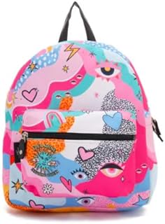 شنطة ظهر صغيرة بتصميم عيون بلون وردي