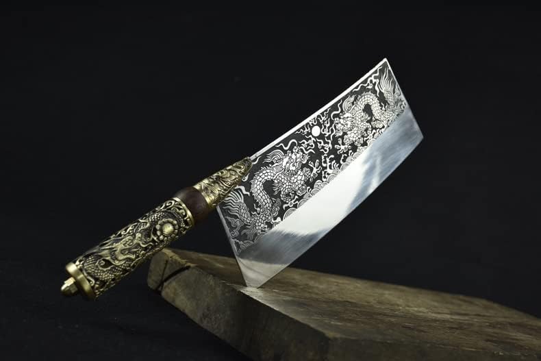 Miniatura 6 de Cuchillo de carnicero, cuchillo de carne, cuchillo de chef de China Longquan de 8 pulgadas hecho a mano en forma de dragón en relieve casero