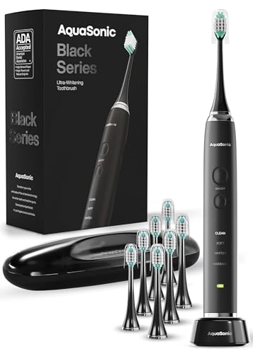 Aquasonic Black Series Ultra Whitening Toothbrush – ADA Accepted Electric Toothbrush- 8...