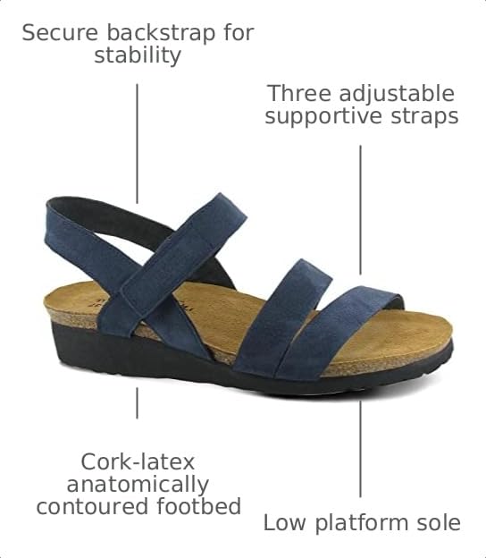 Image of NAOT Kayla Women's Sandals - Supportive 3-Strap Design with Backstrap, Cork & Latex Footbed - Arch Support - Travel-Friendly Comfortable Walking Sandals for All-Day Wear