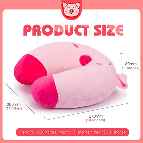 Glcs Glaucus Kids Travel Pillow For Airplane Car Seat Cute Animal Neck Pillow Comortable U Shaped Head Chin Support Pillow Travel Essentials For Toddlers Adults Road Trip Pink Pig #TOP2