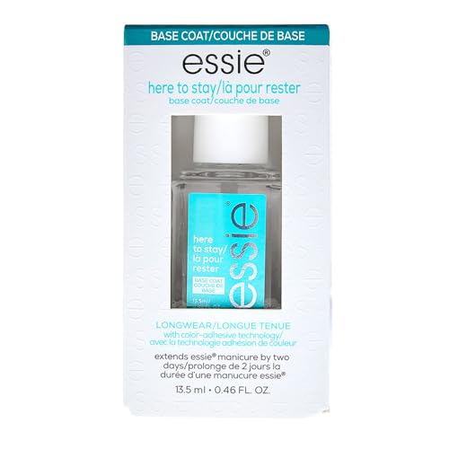 Image of essie salon quality nail care, vegan formula, clear base coat, Here To Stay, 0.46 fl oz