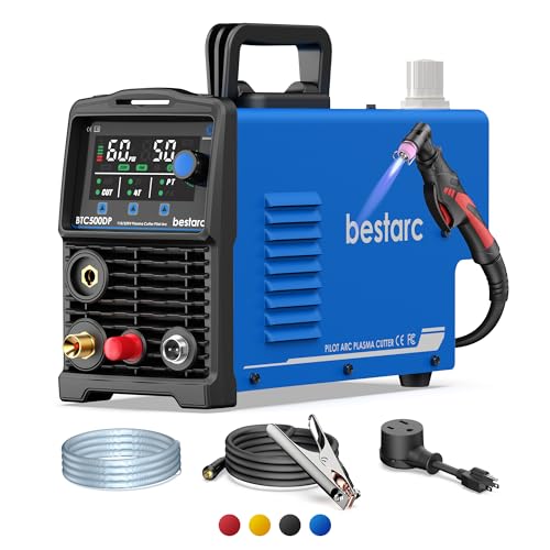 Bestarc Pilot Arc Plasma Cutter, [Large LED Display][Air Sensor] 50A Plasma Cutter Machine 110/220V Dual Voltage, 1/2'' Clean Cut 3/4 Inch Max Cut, Post Flow Mesh, 2T/4T for Beginners DIY