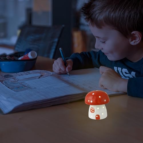 Lámpara de Mesa de Noche Hongo Cerámica Roja miniatura 6