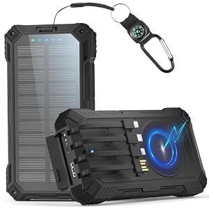 Solar Powerbank 56800mAh, 15W Wireless Charger, PD 30W USB-C Schnellladen