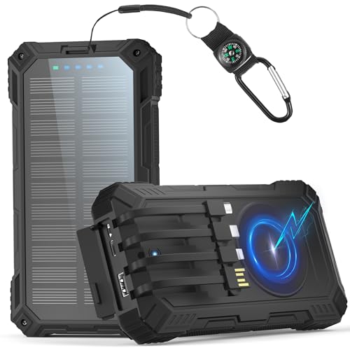 Power Bank Solare 56800mAh: 30W PD 3.0 A USB C Powerbank Ricarica Rapida con 4 Cavi, 6 Uscita & 4 Ingresso, 15W Ricarica...